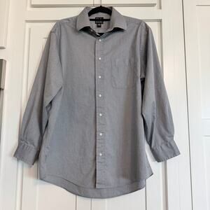 PS A Bank Gray Herringbone Long Sleeve Button Up Shirt 100% Cotton